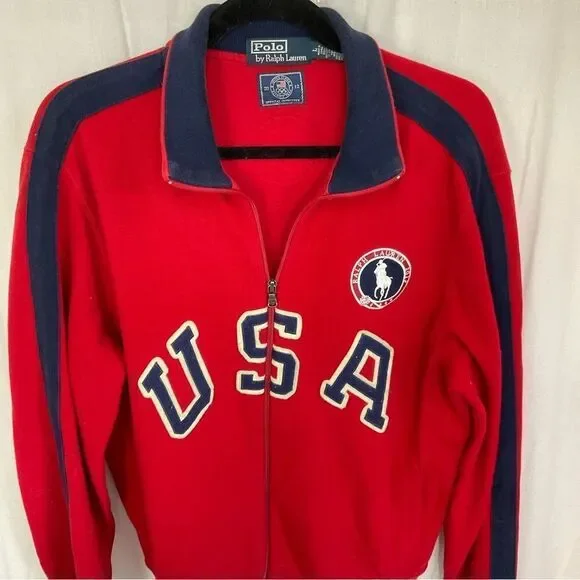 Polo by Ralph Lauren 2012 USA Olympic Team Full Zip Red Sweater Men's Size Large - Picture 3 of 15